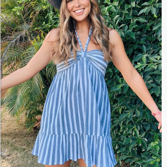 Show Me Your MuMu Johanna Mini Dress in Sea Stripe - Picture 1 of 3